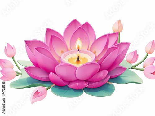 Pink lotus Diwali watercolor for banner design