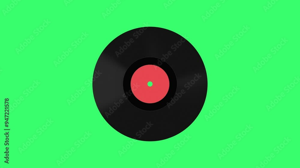 Old Recording disk rotating on a green screen background 4k animation ...