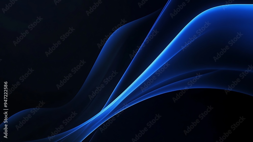 Fototapeta premium Abstract Blue Waves on a Black Background