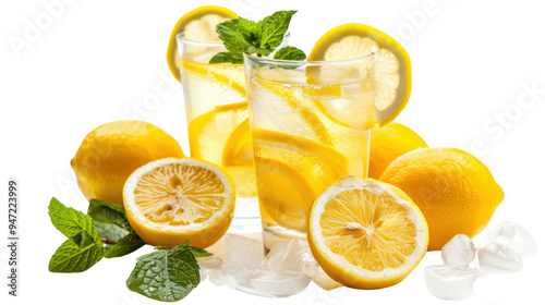 Lemon slices isoalted on white background