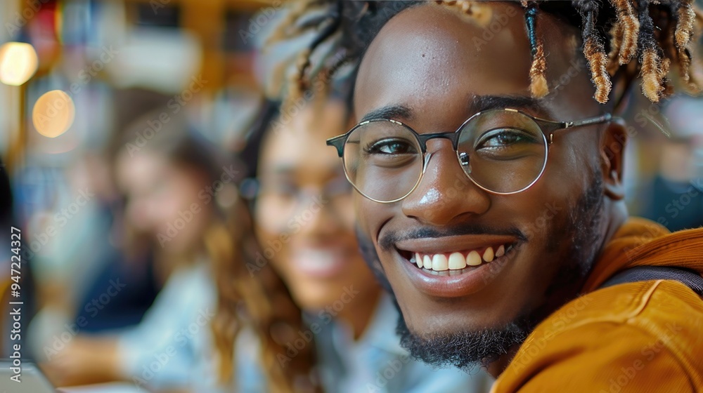 Smiling Man with Dreadlocks Wearing Glasses Smiling Man with Dreadlocks Wearing Glasses