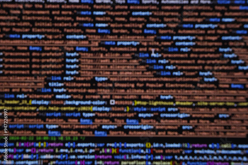 Programming code abstract screen of software developer. Computer script photo