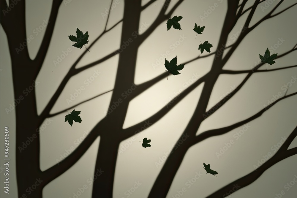 Fototapeta premium Realistic Shadow Overlay of Tree Branches and Leaves on Isolated Backgrounds