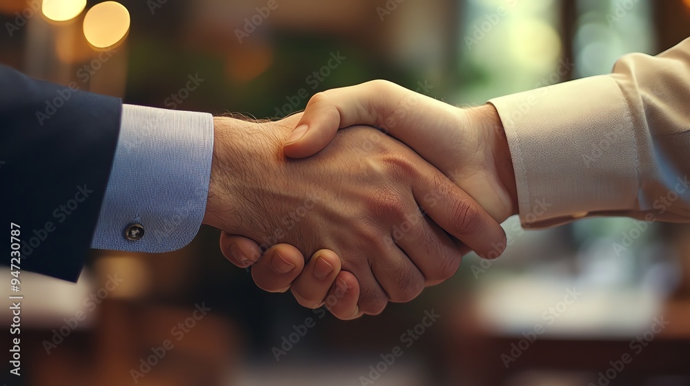 Two men shake hands in a professional setting, symbolizing agreement and partnership. Two men shake hands in a professional setting, symbolizing agreement and partnership.
