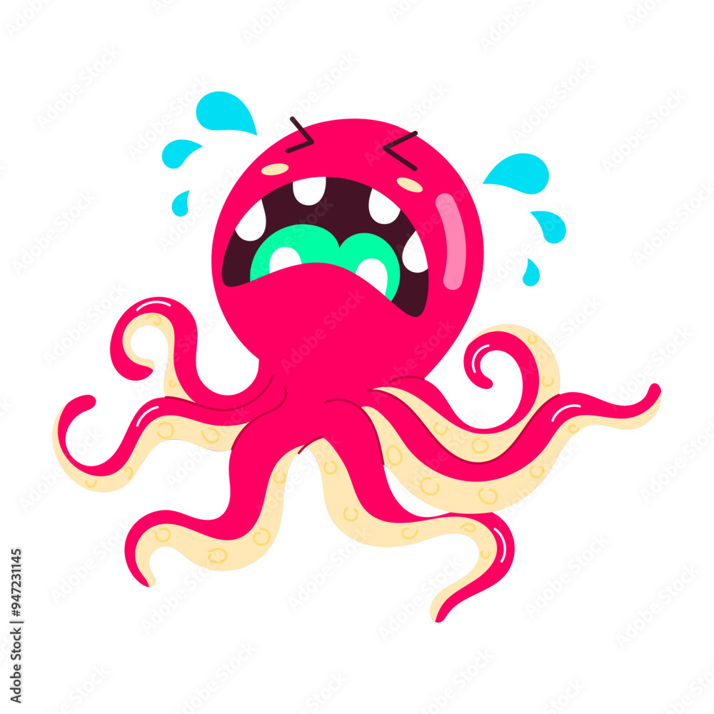 Comic style sticker of octopus crying
Comic style sticker of octopus crying