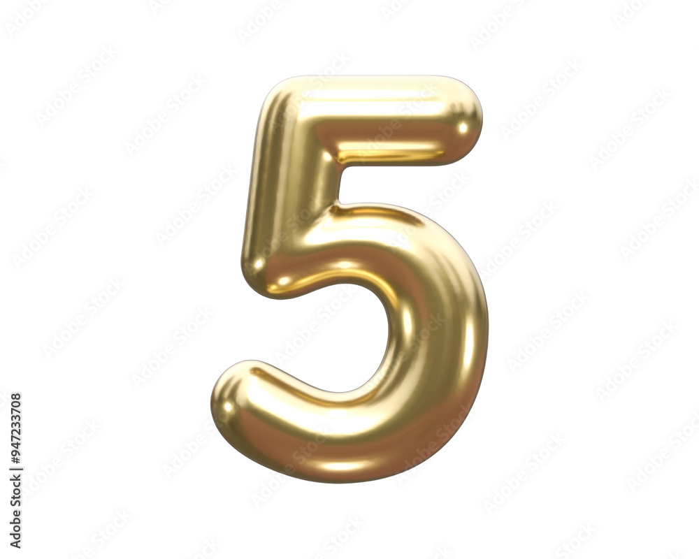 3d gold balloon number 5 3d gold balloon number 5