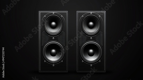 Realistic Full Bass Speaker Vector Illustration in Black for Audio Monitoring