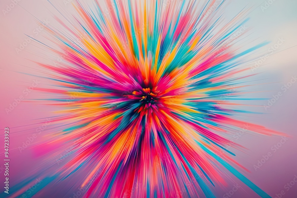Obraz premium Vibrant Bright Whimsical Bursts with Blurred Retro Cinematic Effect for Unique and Colorful Overlays