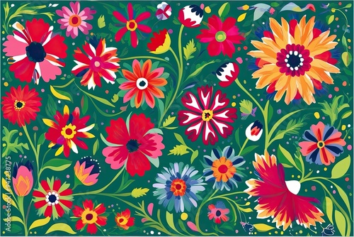 Wallpaper Mural Charming Norwegian Scandinavian Folk Art with Vibrant Floral Patterns Torontodigital.ca
