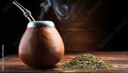 Streaming delicious yerba mate in a traditional calabash gourd