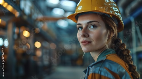 Portrait of Happy Industrial Factory Workers. Man and Woman