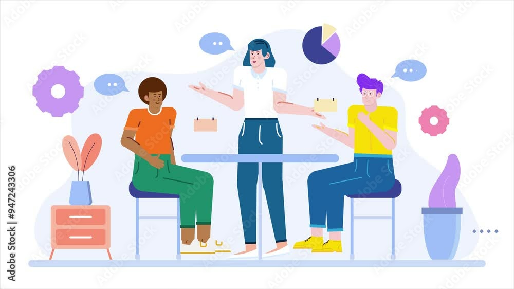 people in meeting and discussion illustration business animated video people in meeting and discussion illustration business animated video