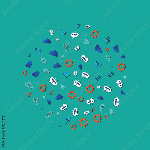 A vector of artificial intelligence item in circle on green background.