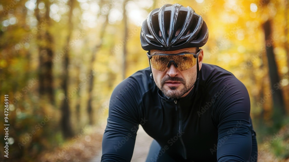 Cyclist in Autumn Forest Cyclist in Autumn Forest