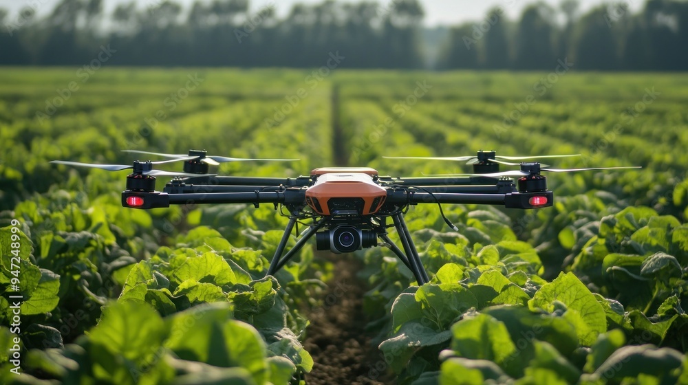 Drone Flying over a Green Field Drone Flying over a Green Field