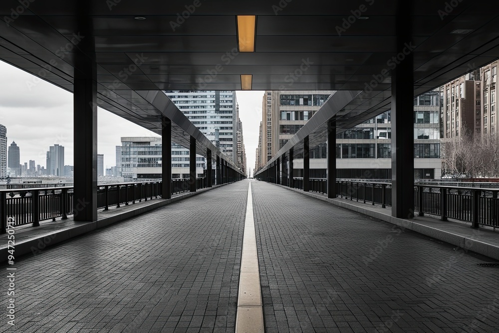 Intriguing Portrayal of an Empty Avenue in a Metropolitan Urban Environment