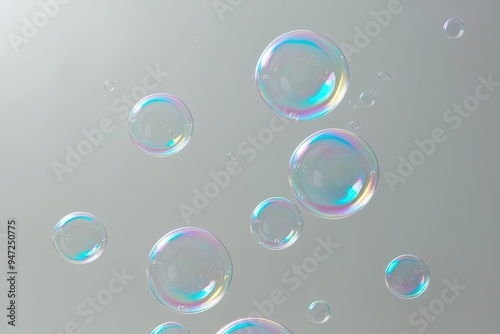 Vibrant Soap Bubbles on Clean White Background