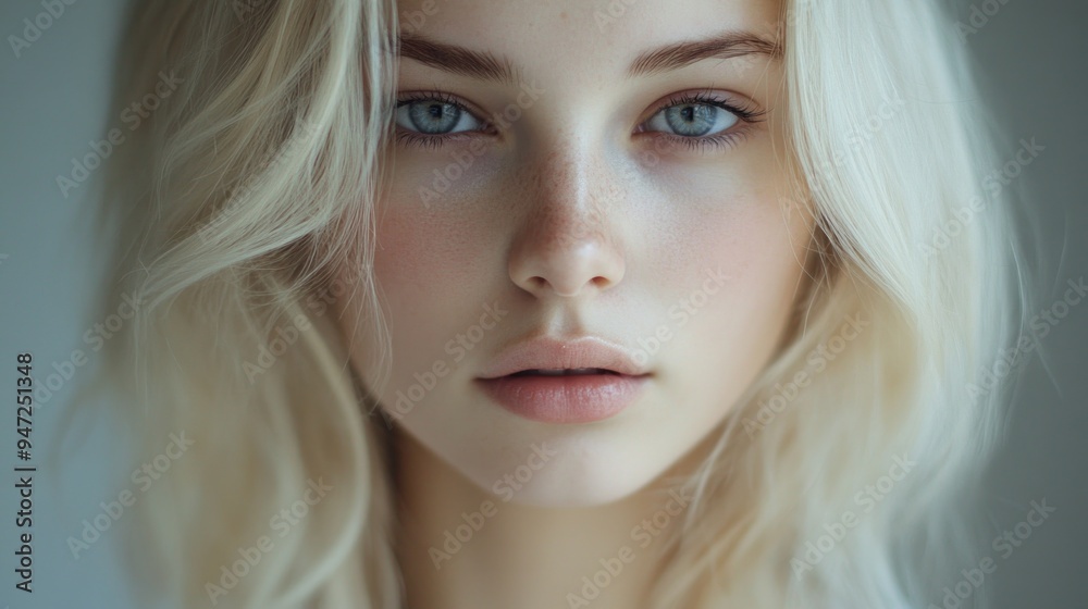 Portrait of a Beautiful Blonde Woman with Blue Eyes Portrait of a Beautiful Blonde Woman with Blue Eyes