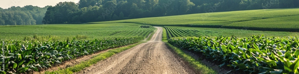 Expansive field featuring a clear road and thriving vegetation for unobstructed views. Expansive field featuring a clear road and thriving vegetation for unobstructed views.