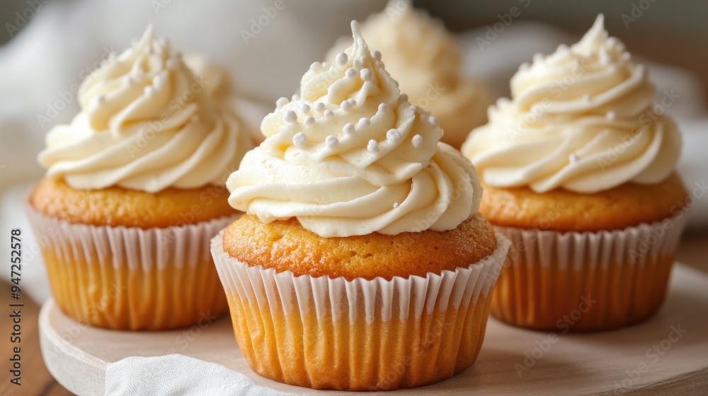 Vanilla Cupcakes with White Icing and Sprinkles Vanilla Cupcakes with White Icing and Sprinkles
