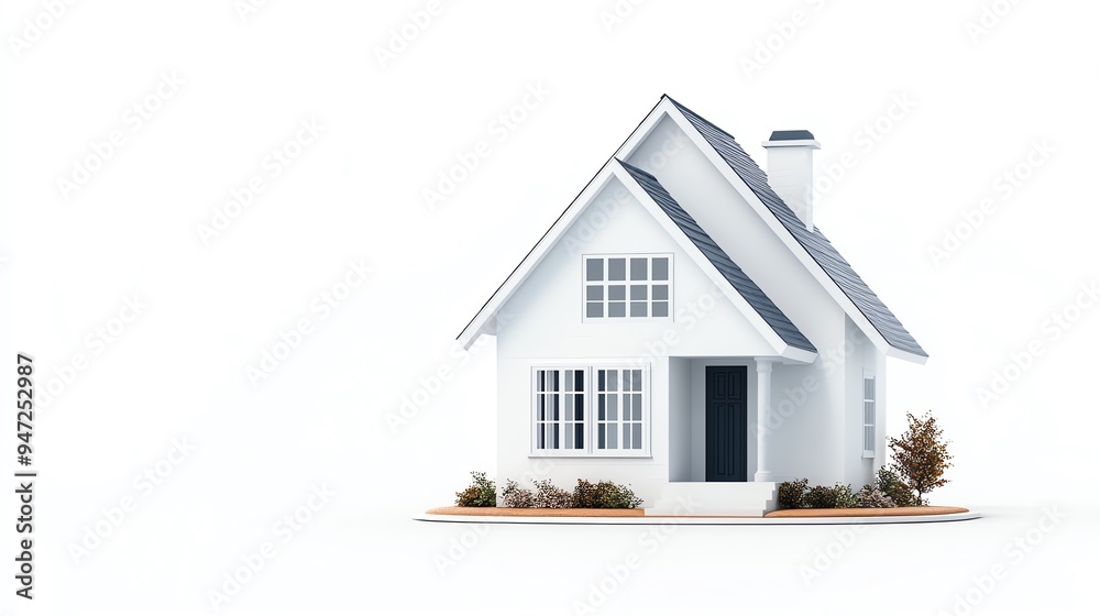 A modern white house with a charming architecture, surrounded by greenery and set against a minimalistic background. A modern white house with a charming architecture, surrounded by greenery and set against a minimalistic background.