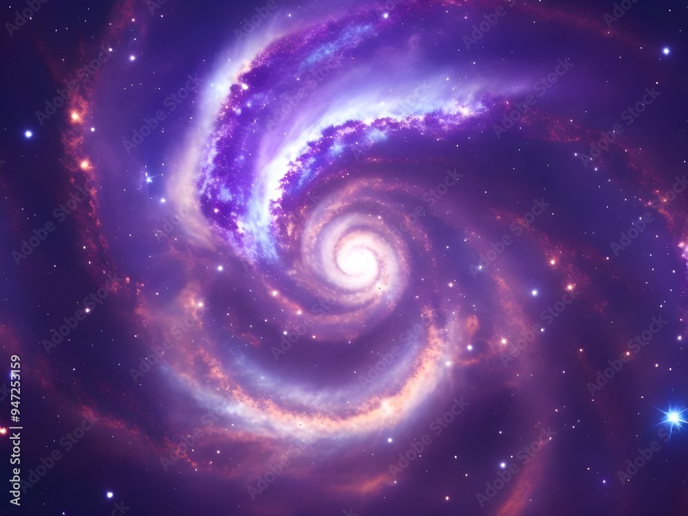 Spiral Galaxy in Deep Space with Vibrant Colors and Starry Background