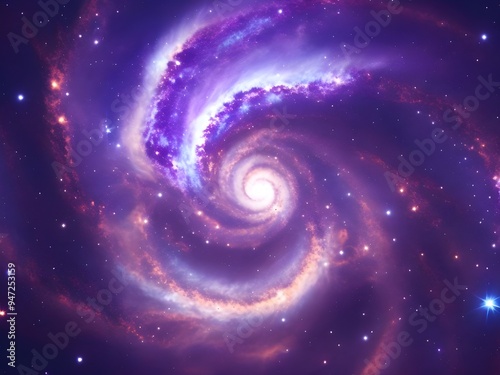 Spiral Galaxy in Deep Space with Vibrant Colors and Starry Background