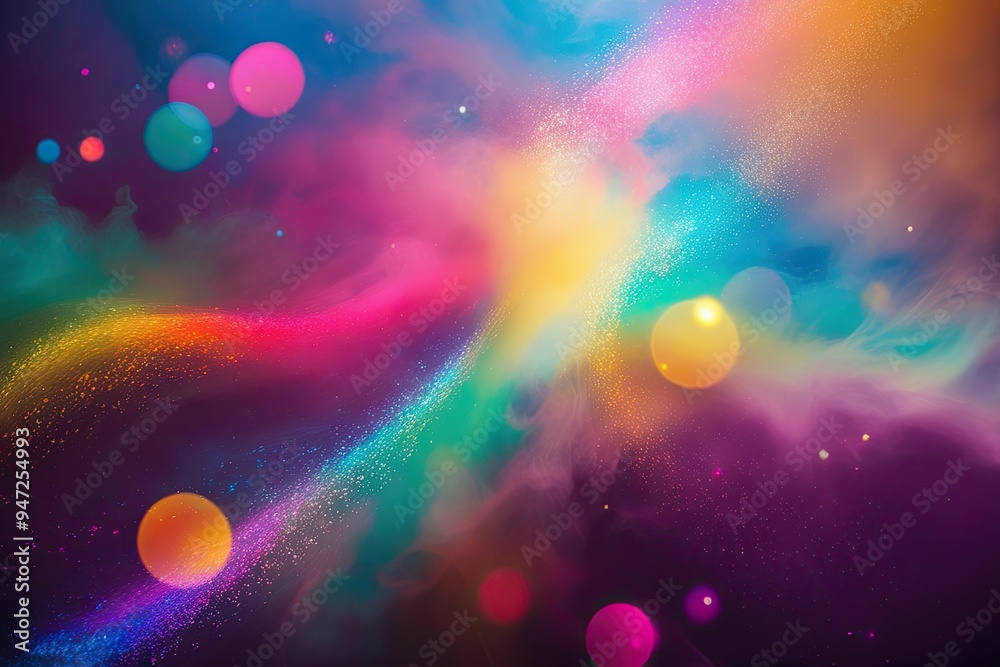 Fototapeta premium Vibrant Atmospheric Haze Effects with Colorful Bokeh and Shimmering Textures