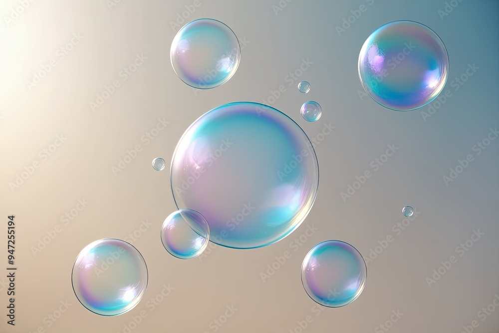 Ethereal Bubble Circles Gliding on a Light Background Ethereal Bubble Circles Gliding on a Light Background