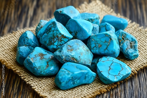 A striking image of vibrant blue turquoise nuggets 