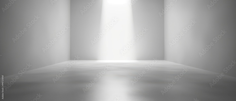 Minimalist white and gray studio backdrop, versatile space for presentations or performances, illuminated by a central spotlight, perfect for creating a focused atmosphere. Minimalist white and gray studio backdrop, versatile space for presentations or performances, illuminated by a central spotlight, perfect for creating a focused atmosphere.