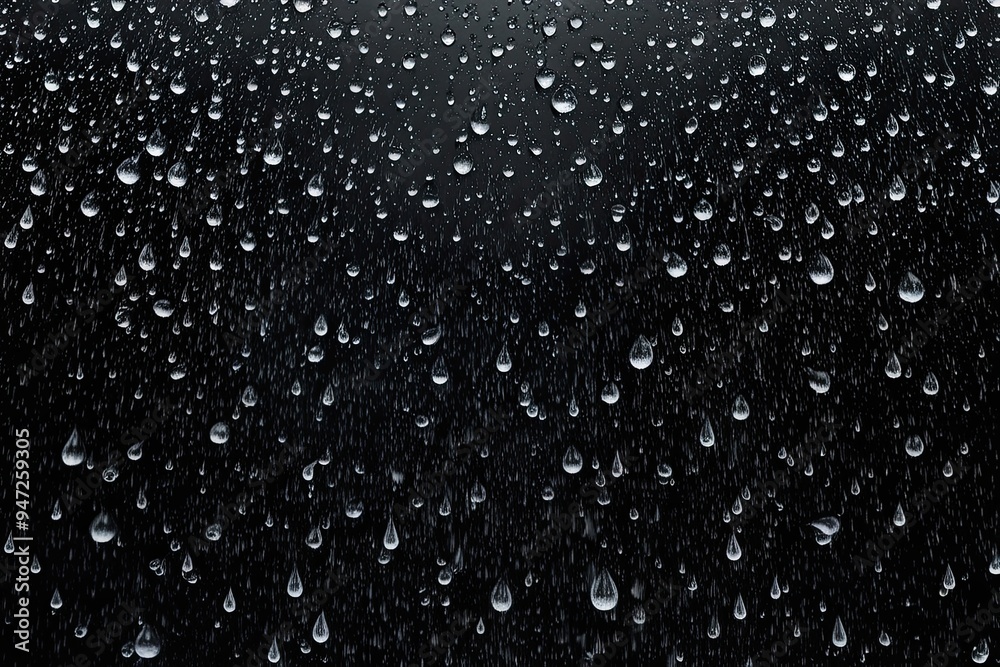 Fototapeta premium Raindrops on Black Background Captivating Motion and Texture Effects