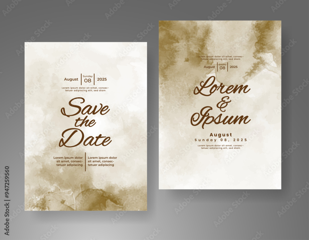 Wedding invitation with Abstract splashed watercolor background Wedding invitation with Abstract splashed watercolor background