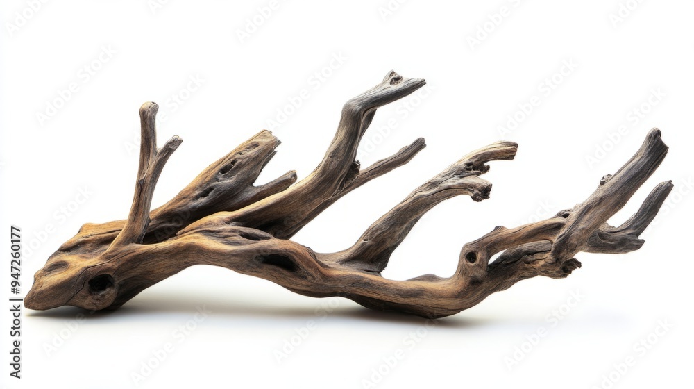 Obraz premium Photograph of driftwood for an aquarium on a white background,