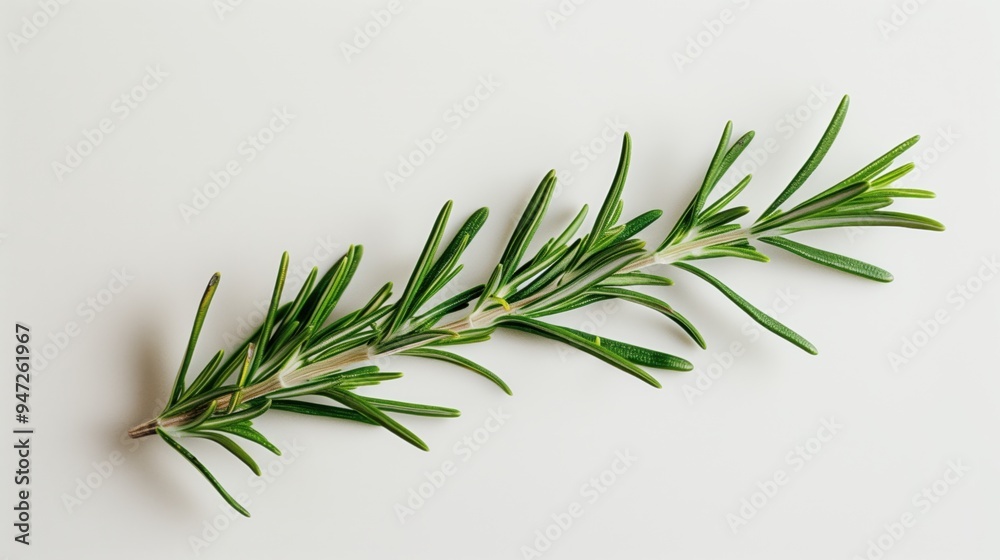 Fototapeta premium Single rosemary herb isolated on a white background 