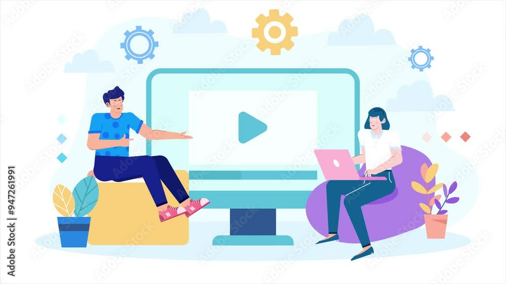 people brainstorming video content idea illustration business animated video people brainstorming video content idea illustration business animated video