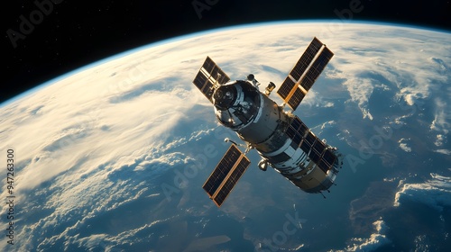 Wallpaper Mural Exploring the Final Frontier: A Satellite's Journey Orbiting the Earth with a Majestic View of Our Blue Planet Torontodigital.ca