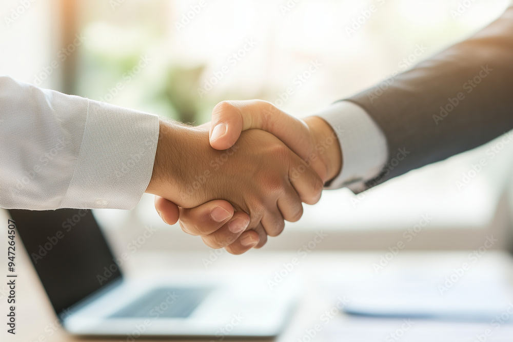 A close-up of a handshake between two business professionals A close-up of a handshake between two business professionals