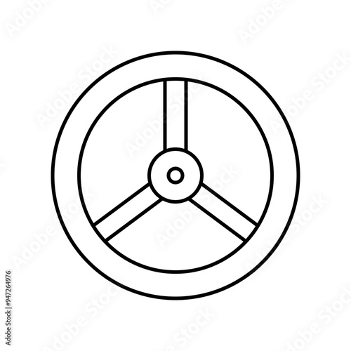 Steering wheel icon on white background. Vector illustration.