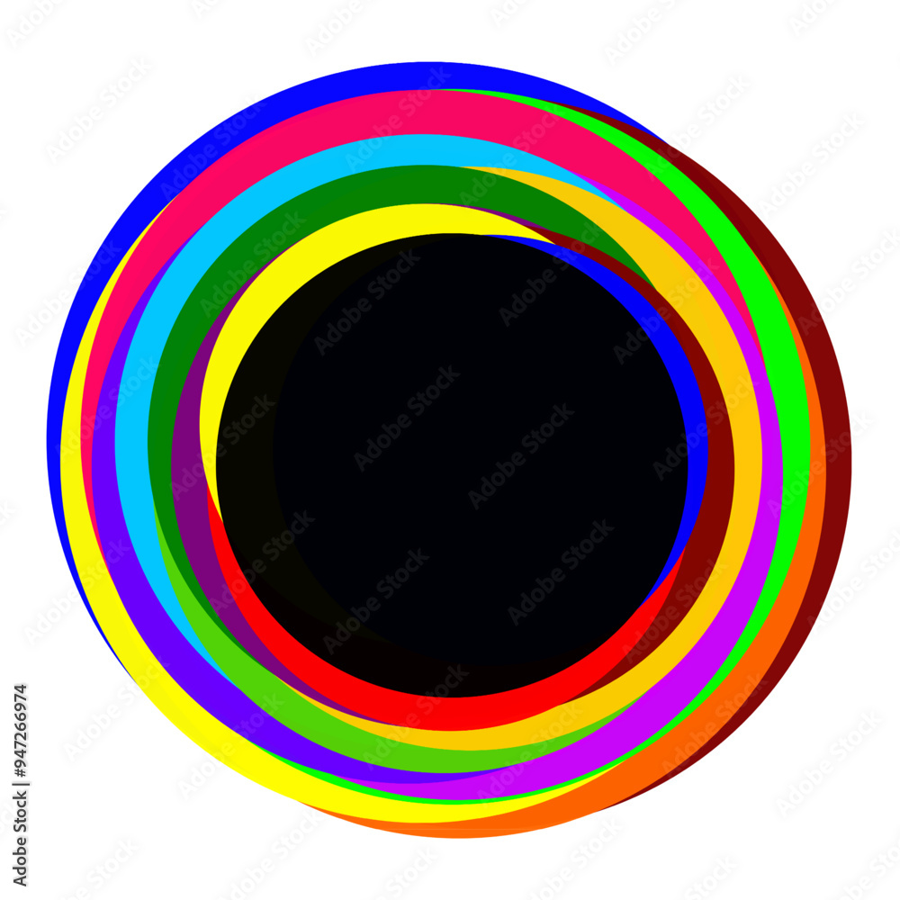 custom made wallpaper toronto digitalA black circle is surrounded by bright, ring-shaped circles. creative visual art logo