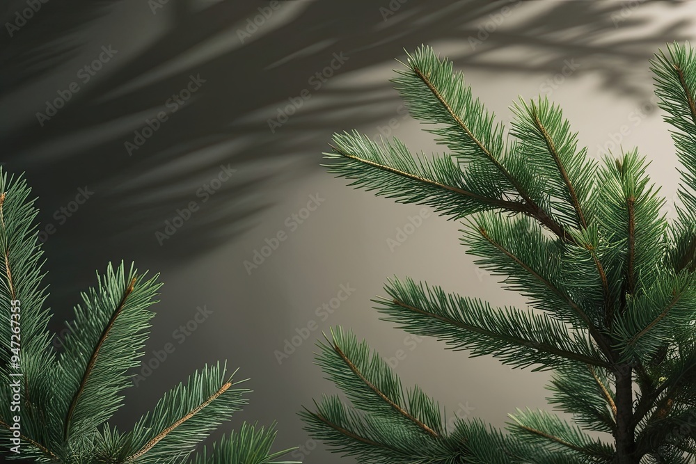 Artistic Pine Tree Branches with Shadow Effects on Clear Backgrounds Artistic Pine Tree Branches with Shadow Effects on Clear Backgrounds