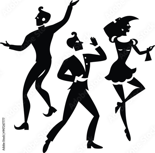 People Dancing Modern Black Silhouette Design Elements