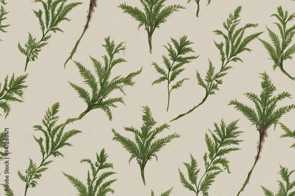Serene Organic Patterns of Nature with Floating Tendrils on Soft Canvas Serene Organic Patterns of Nature with Floating Tendrils on Soft Canvas
