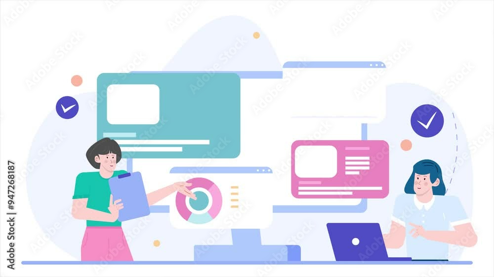 teamwork analyzing business graphic and chart concept illustration business animated video teamwork analyzing business graphic and chart concept illustration business animated video