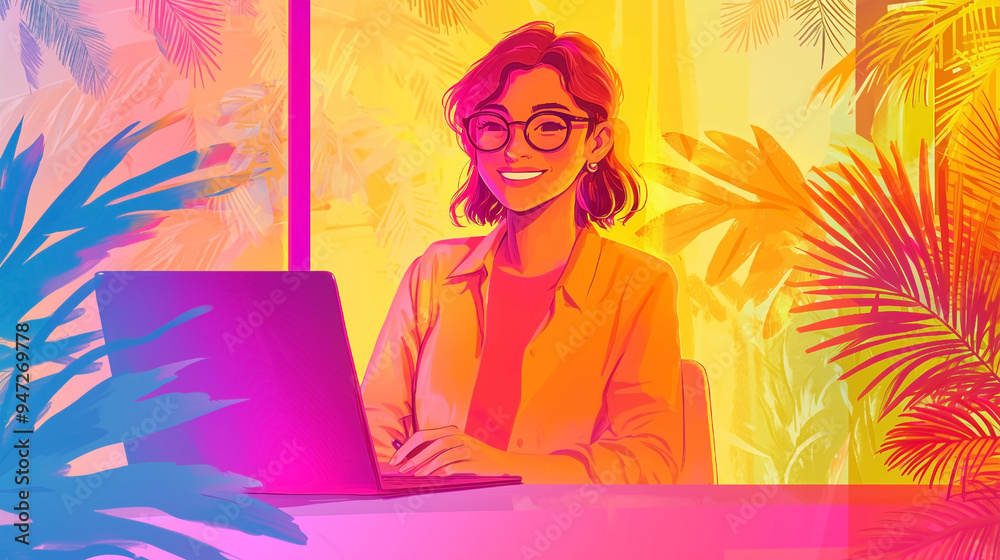 Illustration of a joyful person with a bright smile, exuding happiness and positivity, perfect for blog posts, articles, and digital content focused on well-being. Illustration of a joyful person with a bright smile, exuding happiness and positivity, perfect for blog posts, articles, and digital content focused on well-being.