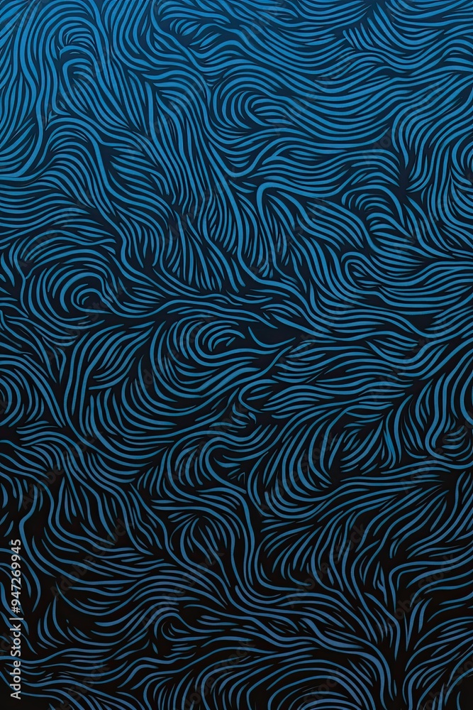 Stylized Blue Waves: Abstract Line Patterns