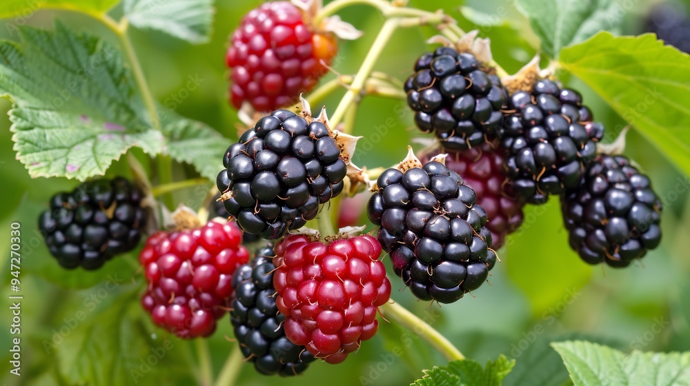 Close-Up of Ripe Blackberries on a Branch Close-Up of Ripe Blackberries on a Branch