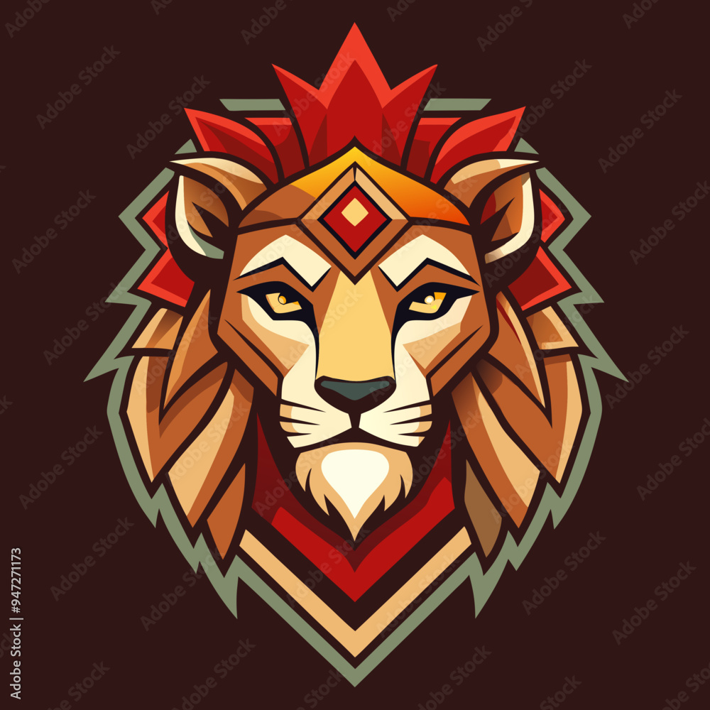 Obraz premium Graphic logo tribal lion head.