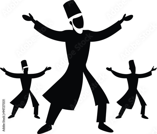Sufi Man Dark Silhouette Shapes Vector Set