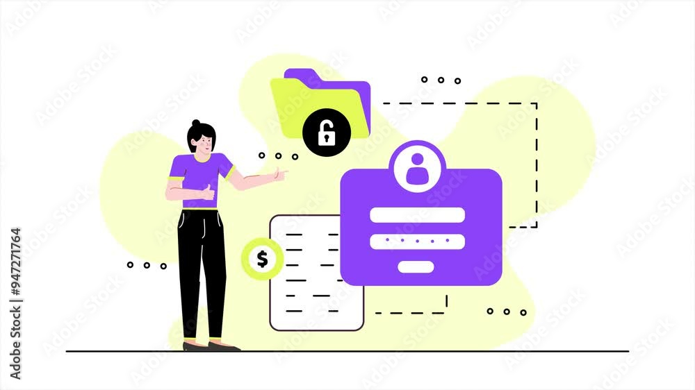 data protection concept with a person character illustration business animated video data protection concept with a person character illustration business animated video